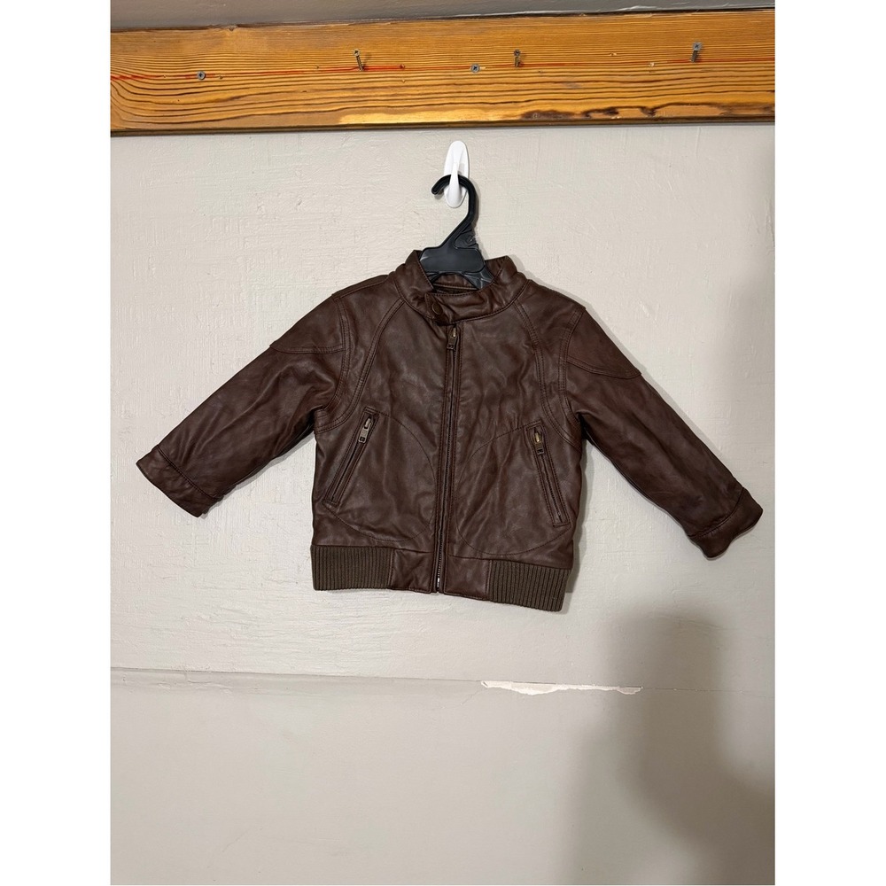 Baby GAP Dark Brown Faux Leather Bomber Jacket BRAND NEW